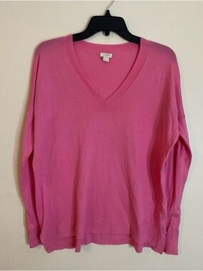 J. Crew Cotton Women's V-Neck oversized Sweater - Pink